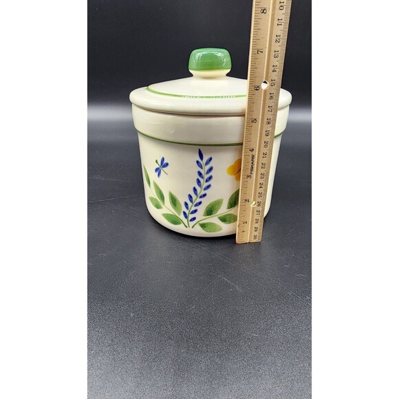 Crock Shop Santa Ana California Cookie Jar Canister with Lid Blue Green Floral - Picture 10 of 11